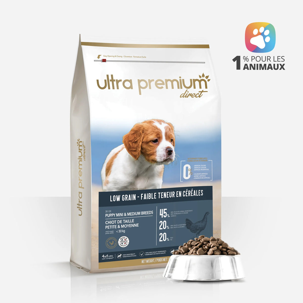 Ultra Premium Direct Croquettes Super Premium pour Chiot de Petite et Moyenne Taille (poids adulte &lt;30 Kg) 4 Kg