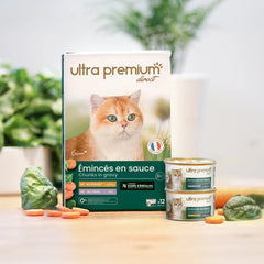Ultra Premium Direct Boîtes d'émincés en sauce Aliment Humide Chat sans céréales - Au Poulet et au Veau 85 G