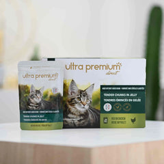 Ultra Premium Direct Aliment Humide Chat Sachets Fraîcheur Chaton / Chat adulte Sans Céréales 85G - Tendres émincés en gelée riches en poulet