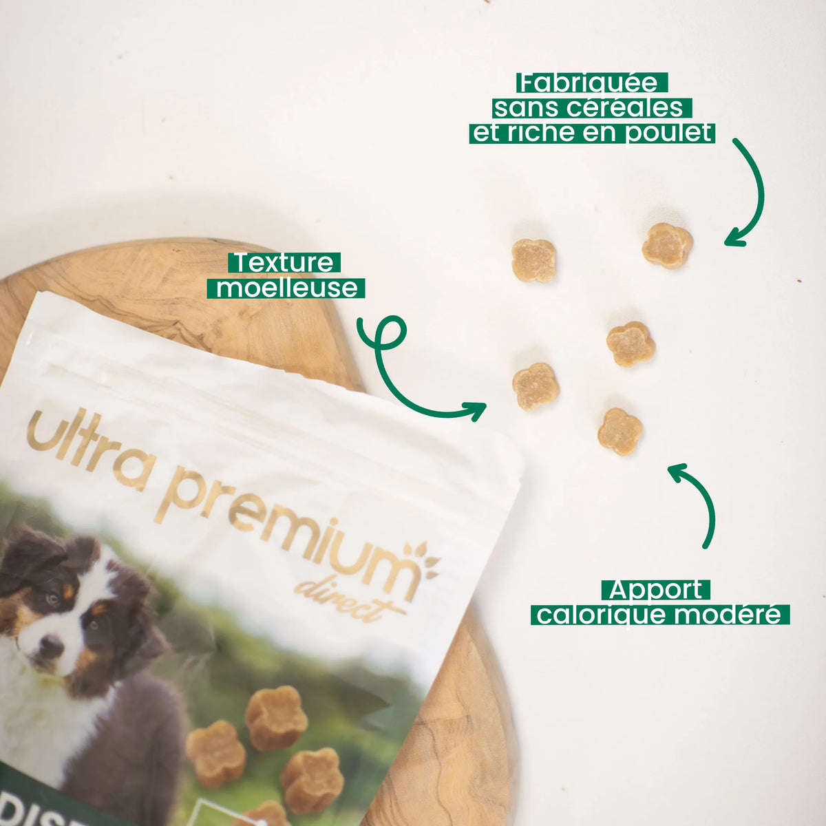 Ultra Premium Diract Friandise éducation sans céréales pour chien 200g