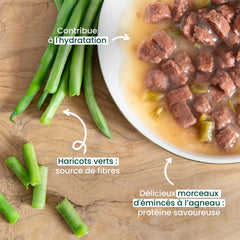 Ultra Premium Direct tendres émincés en sauce Aliment Humide Chien sans céréales - Agneau & haricots verts 100g