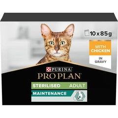 Pro Plan Aliment Humide Chat adultes stérilisés, poulet en sauce (85Gx10)