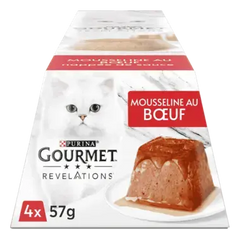 GOURMET® REVELATIONS® au Boeuf Aliment Humide Chat - Les Mousselines nappées de Sauce (4x57g)