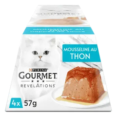GOURMET® REVELATIONS® au Thon Aliment Humide Chat - Les Mousselines nappées de Sauce (4x57g)
