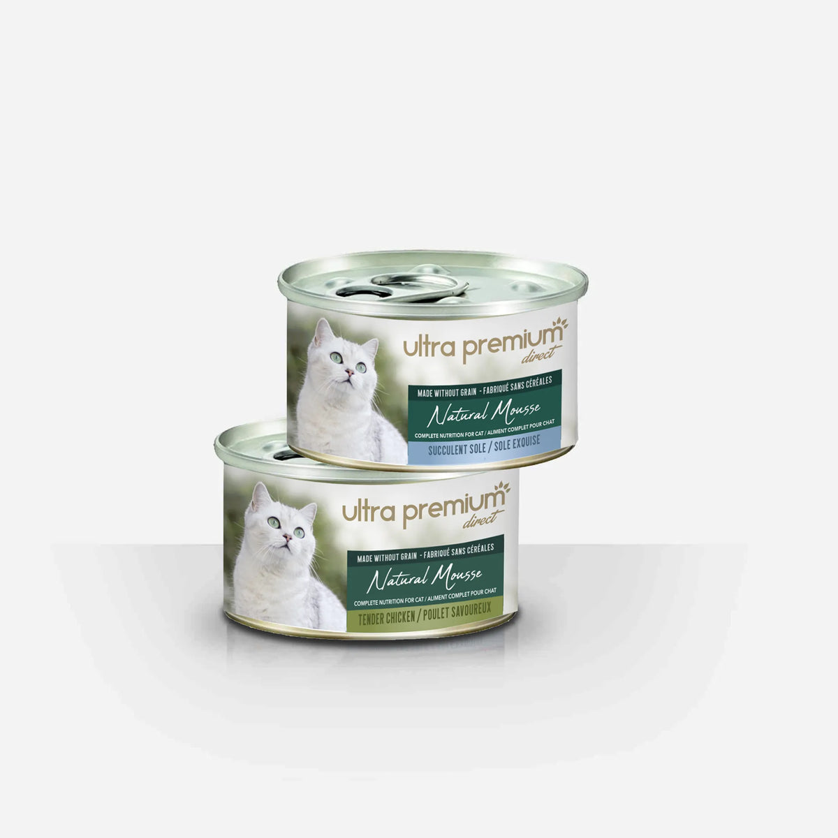 Ultra Premium Direct Boîtes de Mousse pour Chat Sans Céréales 85G – Natural mousse sole / poulet