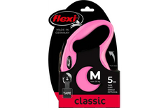 Flexi Laisse rétractable à enrouleur Classic Sangle Rose