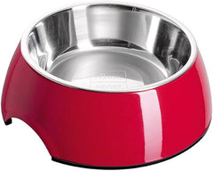Gamelle Antidérapante en Mélamine et Acier Inoxydable Rouge 400 ML