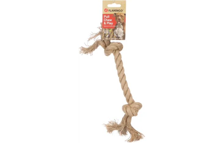 Flamingo Jouet pour Chien Kush Cordon avec 2 noeuds Brun