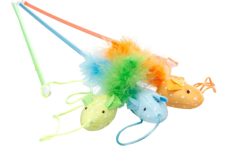 Flamingo Jouet pour Chat Wopke Canne à pêche avec souris Plusieurs couleurs