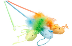 Flamingo Jouet pour Chat Wopke Canne à pêche avec souris Plusieurs couleurs