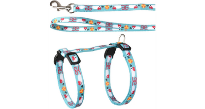 HARNESS WITH LEASH ARWEN BLUE &amp; WHITE &amp; RED &amp; YELLOW &amp; ORANGE &amp; BLACK