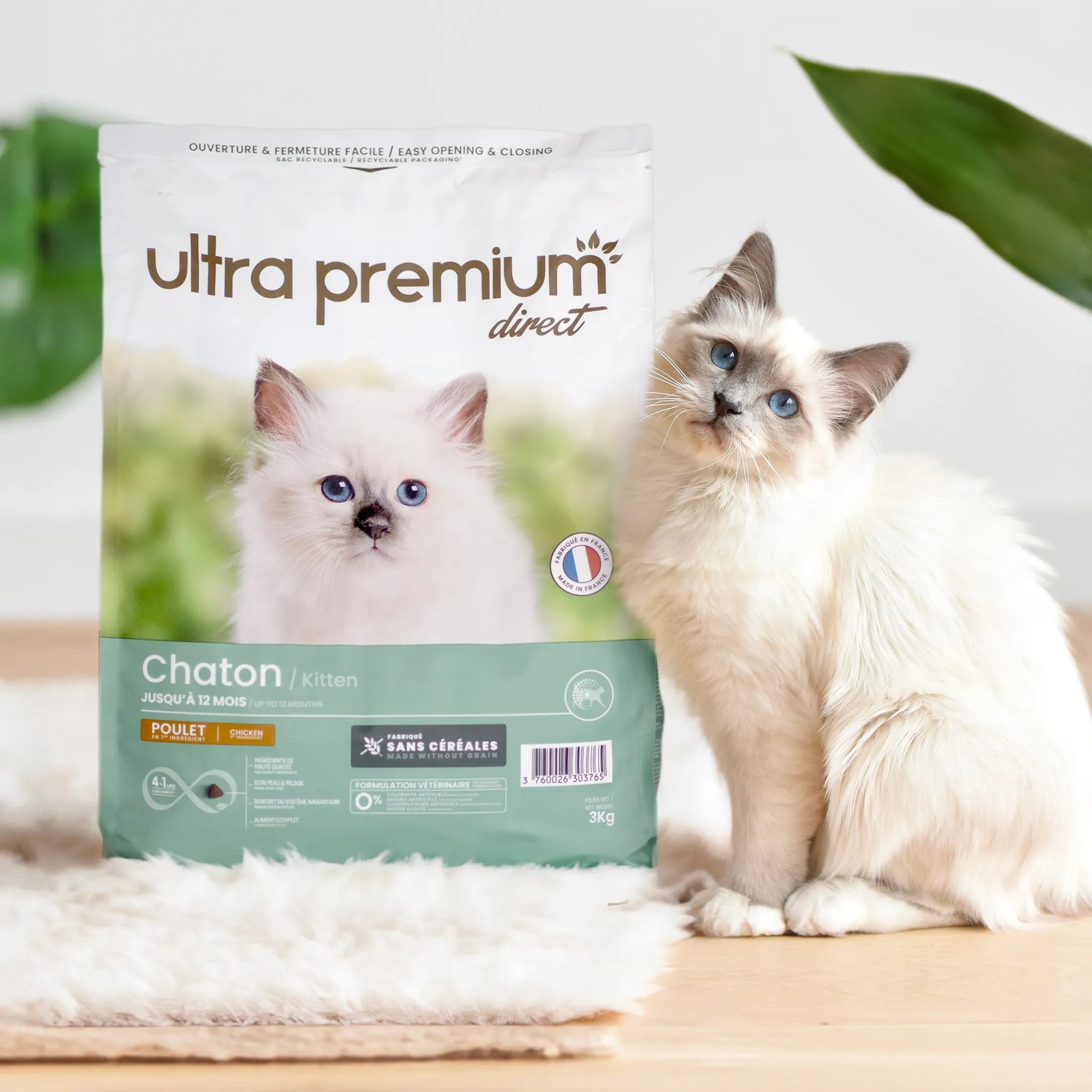 Ultra Premium Direct Aliment Sec pour Chat Sans Céréales pour Chaton 3 Kg