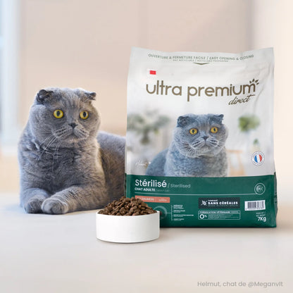 Ultra Premium Direct Aliment Sec pour Chat Saumon - Sans Céréales - Pour Chat Stérilisé 7 Kg