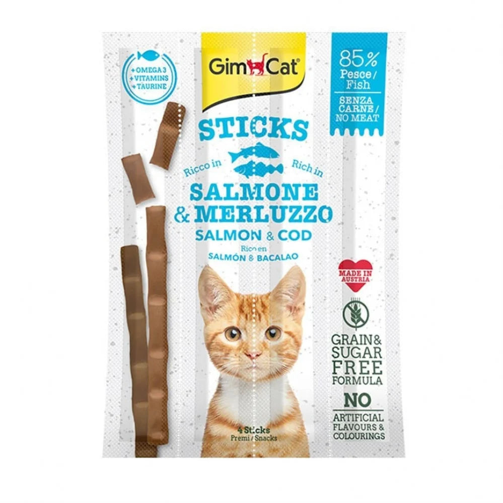 GimCat Sticks pour Chat SAUMON ET MORUE 20g (4 pcs)