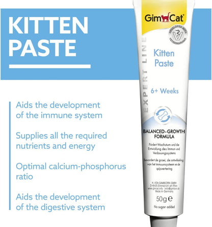 Gimcat Kitten Paste Supplément pour Chat - pâte multivitaminée pour chatons avec calcium 50g