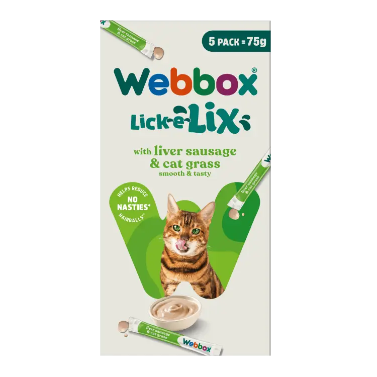 Webbox Lick-e-Lix Liver Sausage & Cat Grass Cat Treats (5x15g)