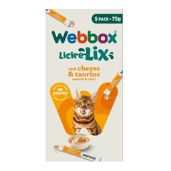 Webbox Lick-e-Lix Gâteries pour chats au fromage et à la taurine (5x15g)