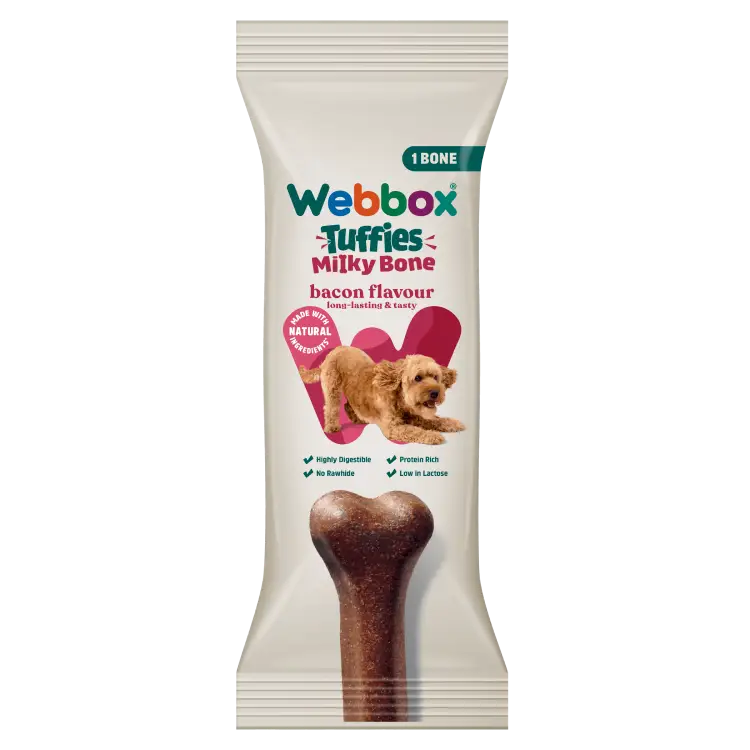 Webbox Tuffies Milky Bone with Bacon Dog Treat 90g
