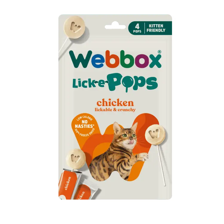 Webbox Lick-e-Pops friandises pour chat au poulet 4 pcs