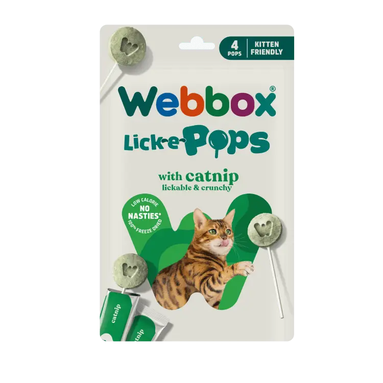 Webbox Lick-e-Pops friandises pour chat au Catnip 4 pcs