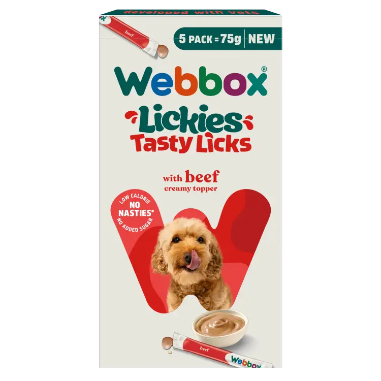 Webbox Lickies Tasty Licks Beef Creamy Dog Treats (5x15G) 75g