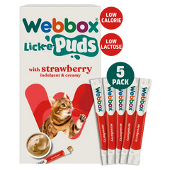 Webbox Lick-e-Puds avec friandises pour chats à la fraise (5x15g)