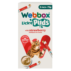 Webbox Lick-e-Puds avec friandises pour chats à la fraise (5x15g)