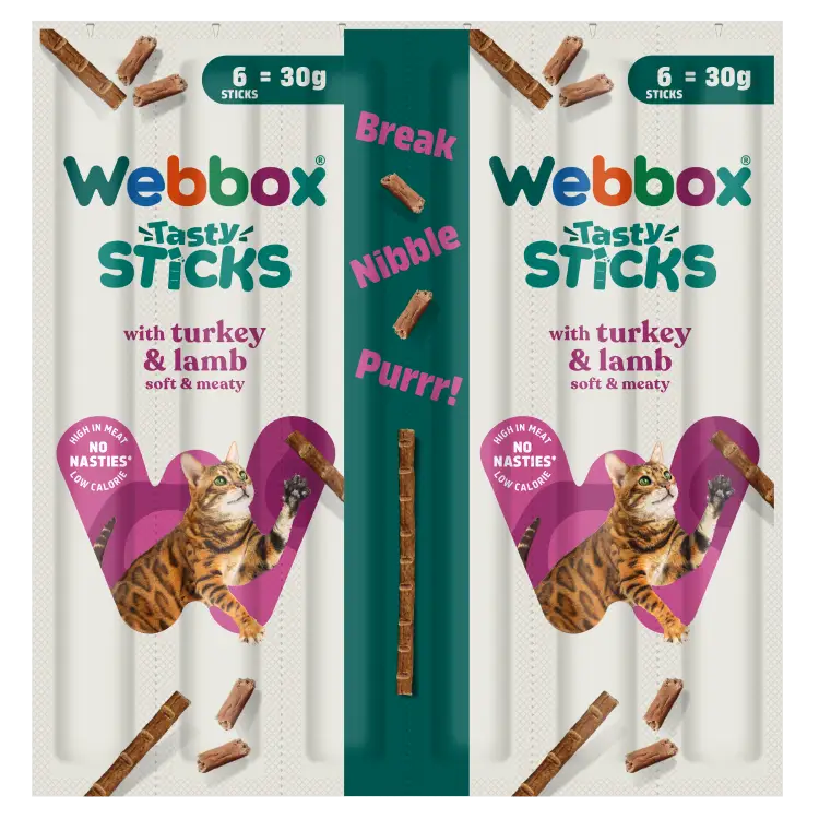 Webbox Tasty Sticks Friandises pour chats à la dinde et à l'agneau 30 G (6pcs)