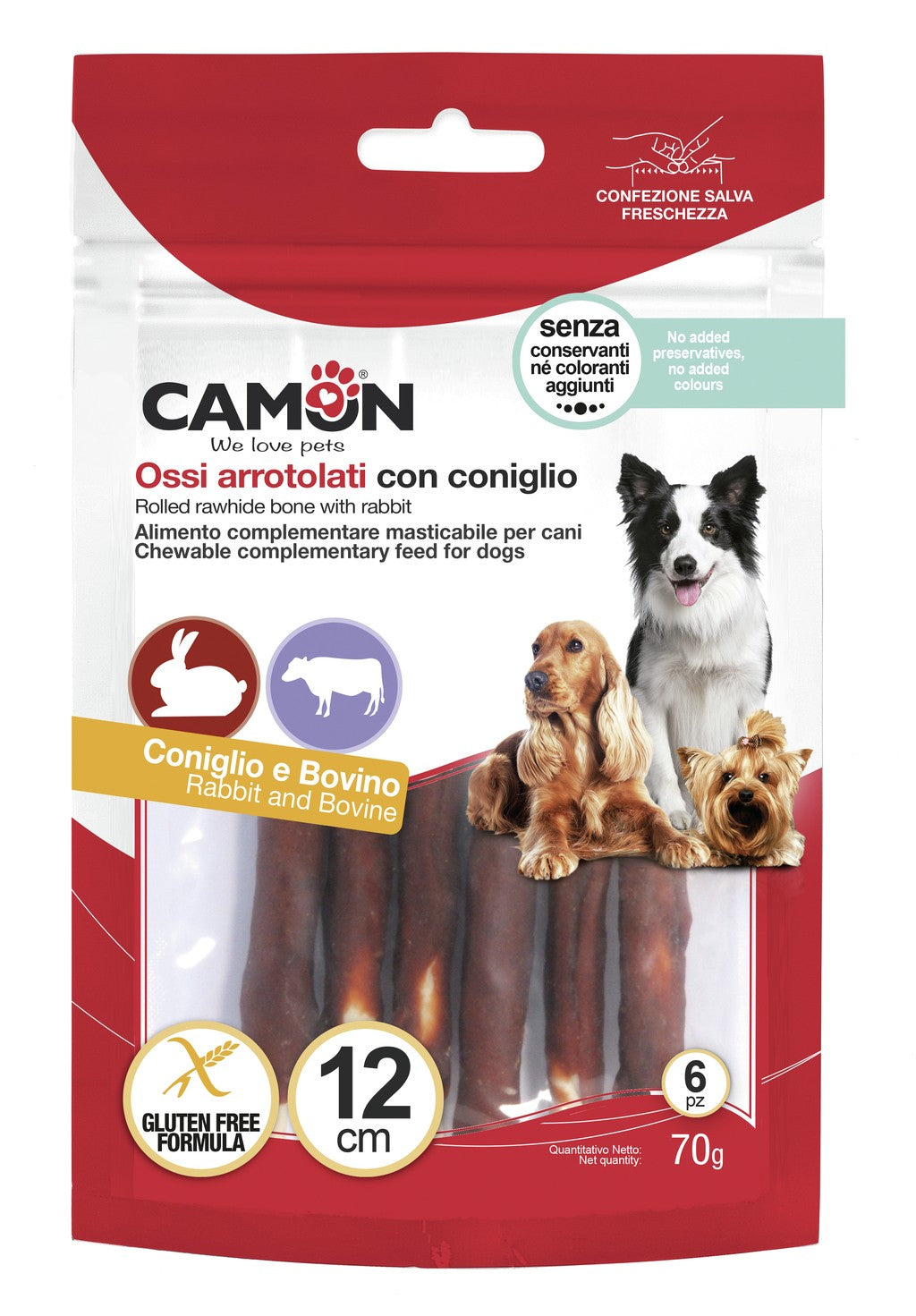 Rouleaux de peau de vache au lapin 70g (6pcs)