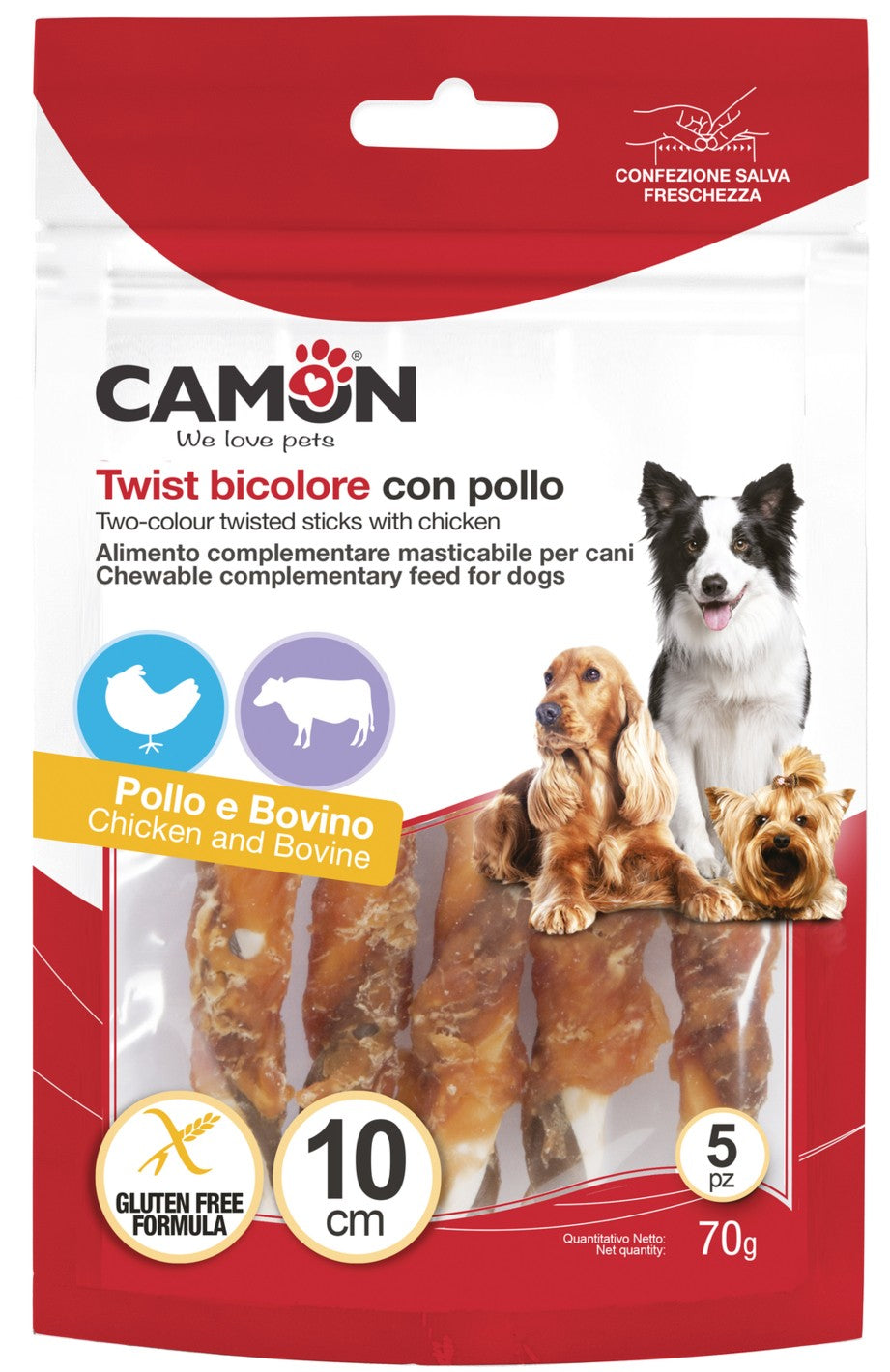 Camon Torsion bicolore avec poulet et vache 70g