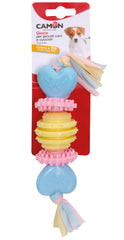 Camon Jouet Pour Chien TPE hearts, rings and ball with cotton ribbon 23cm