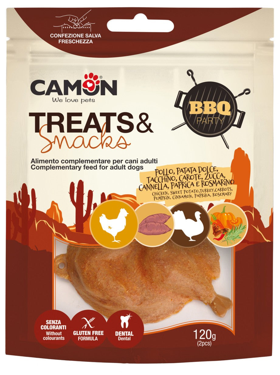 Camon BBQ Party - Poulet et dinde dans un mélange de saveurs 120 G