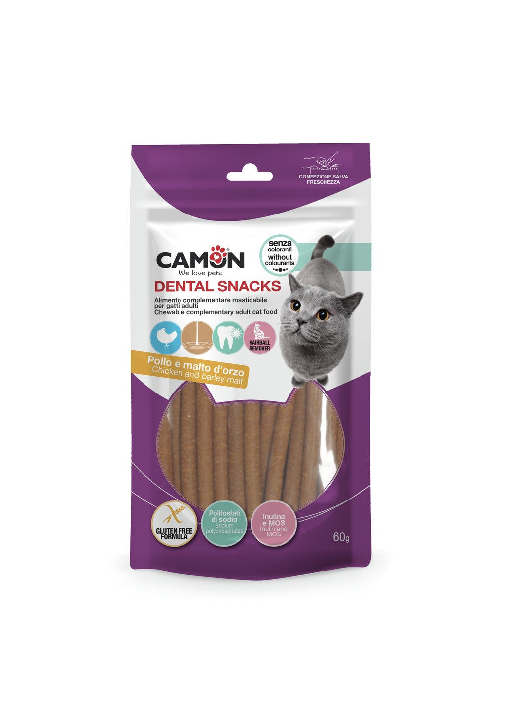 Bâtonnets de poulet au malt pour chats 60g