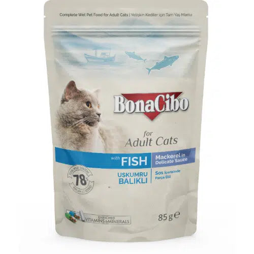 Bonacibo Premium Morceaux en sauce pour chat adulte au poisson 85g