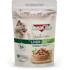 Bonacibo Premium Morceaux en Gelée pour chat adulte au foie 85g