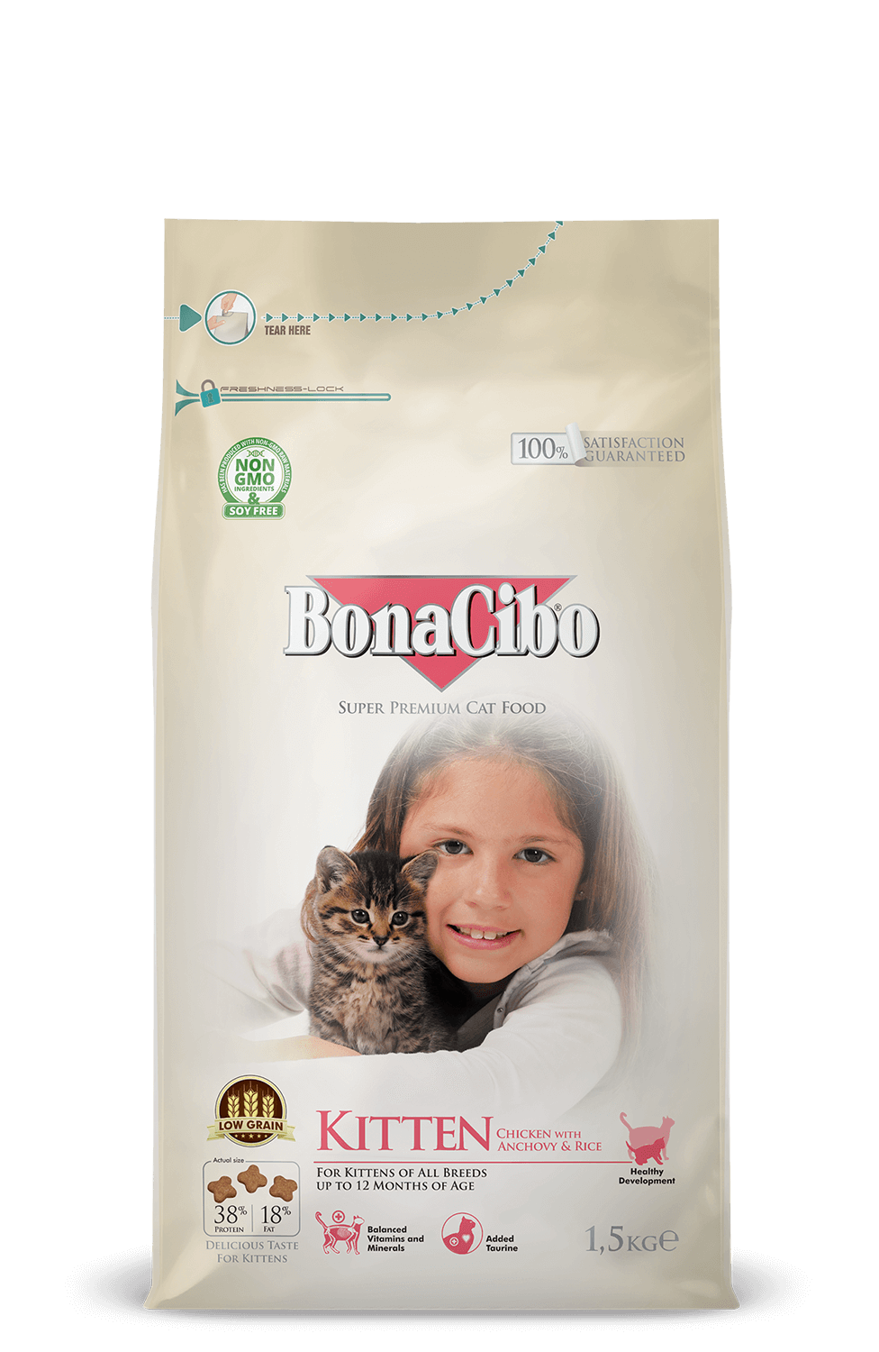 Bonacibo Aliment Sec pour Chat Kitten 1,5 Kg