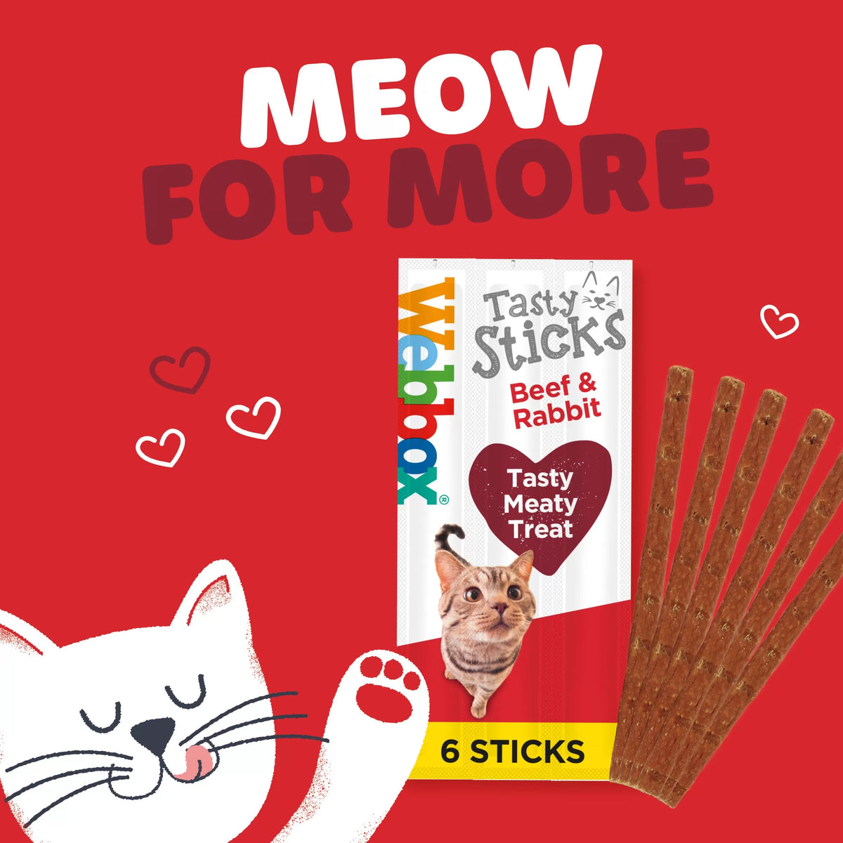 Webbox Tasty Sticks Beef &amp; Rabbit Cat Treats 30g (6pcs)