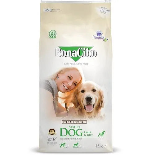 Bonacibo Formule DIGEST ou SENSITIVE Croquettes Low Grain et Hypoallergeniques pour Chiens adultes (à l’agneau & riz) 4 Kg