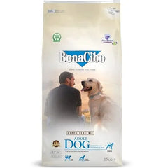 Bonacibo Croquettes Low Grain et Hypoallergeniques pour Chiens adultes (au poulet, anchois & riz) 4 Kg