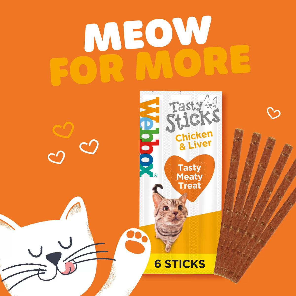 Webbox Tasty Sticks Chicken &amp; Liver Cat Treats 30g (6pcs)