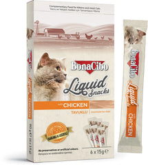 Bonacibo Snack Liquide Premium pour chatons et chats adultes au Poulet 15gr * 6