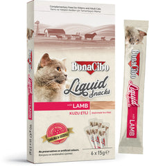 Bonacibo Snack Liquide Premium pour chatons et chats adultes à l’agneau 15 gr * 6