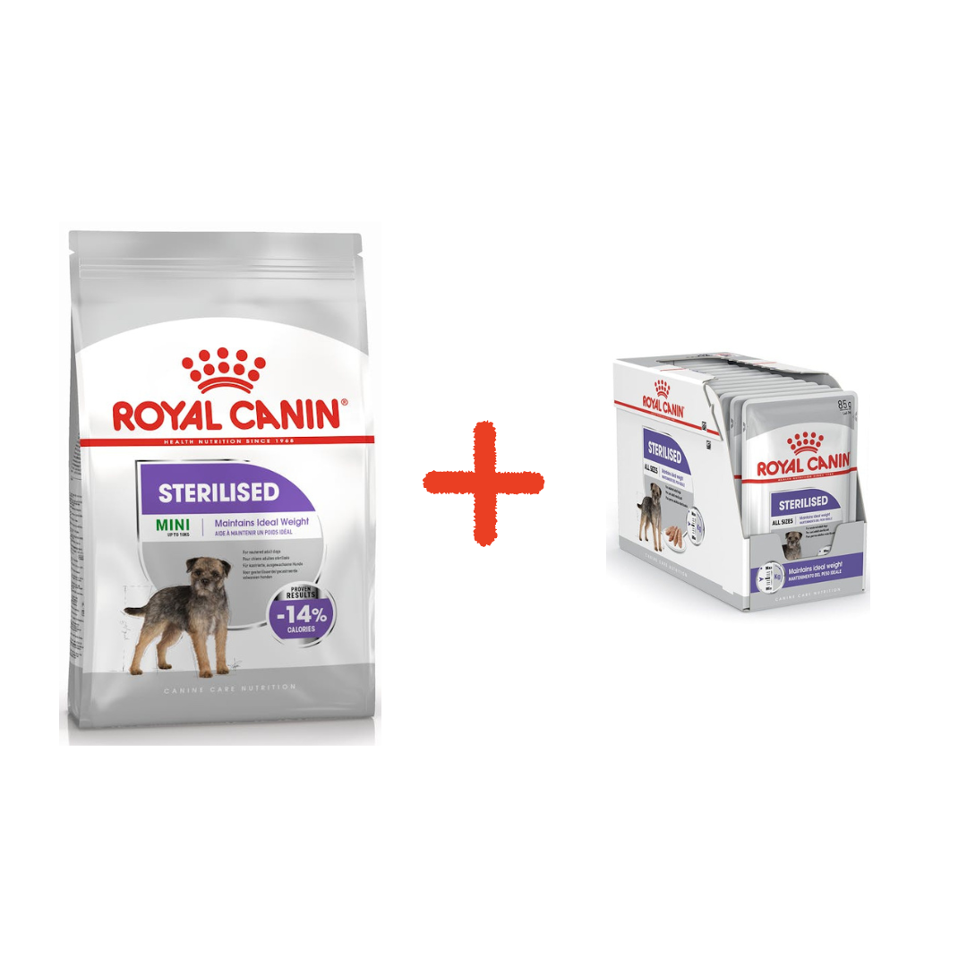 Royal Canin Mini Sterilised 3 Kg + Boîte 12 Pochons Offertes