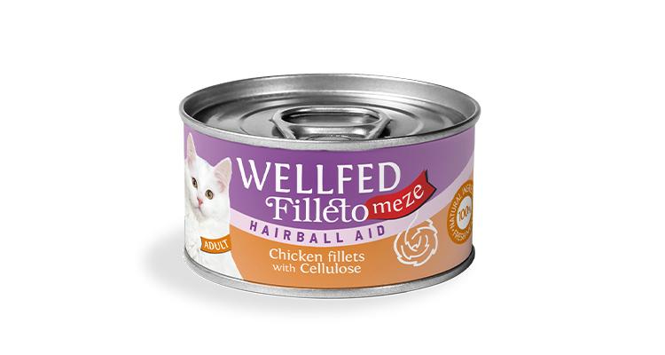 WELLFED  Hairball Aid -Aliment Humide Chat- Chicken with Cellulose 70g