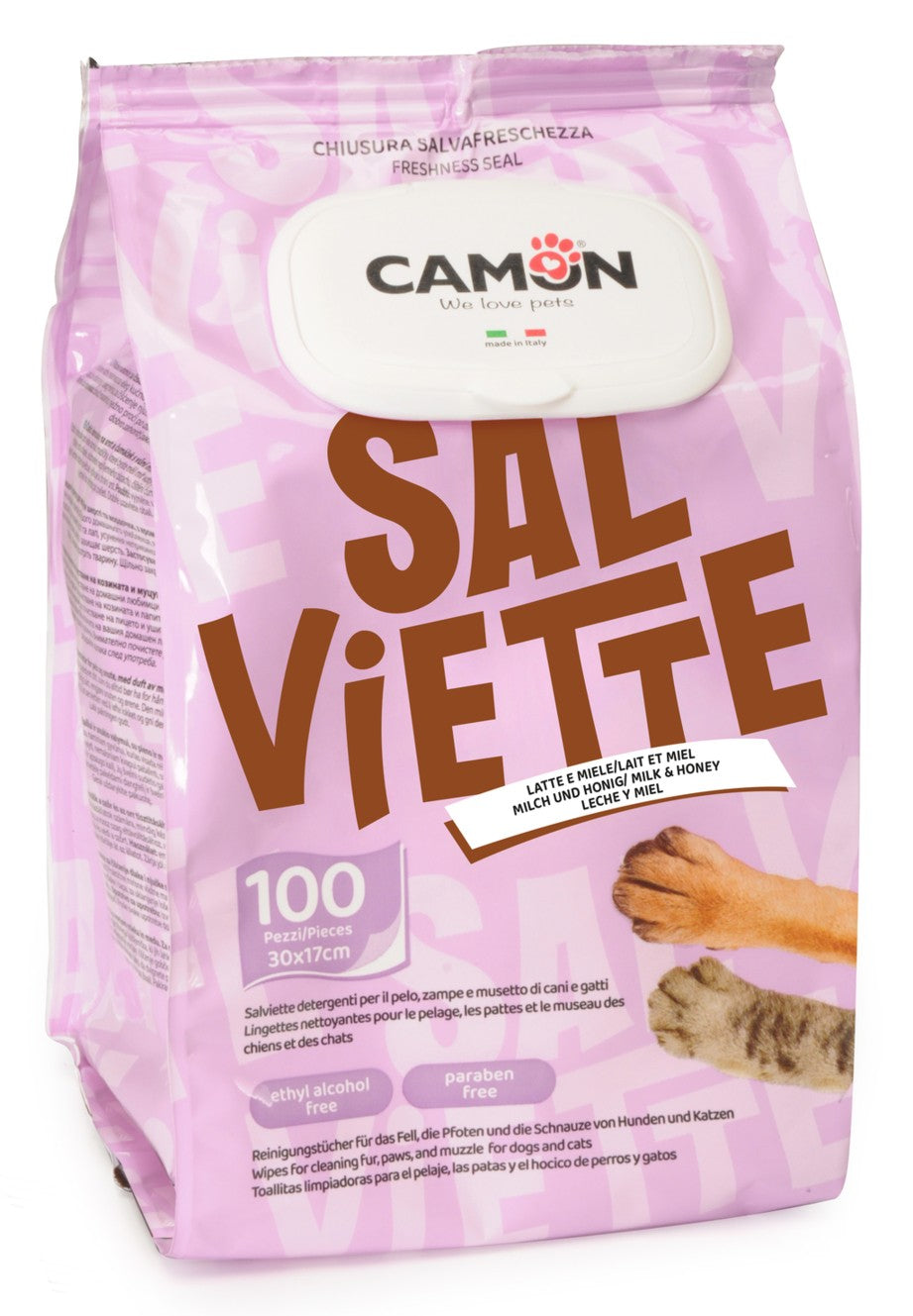 Camon Lingettes nettoyantes avec parfum Lait et Miel 100 pcs