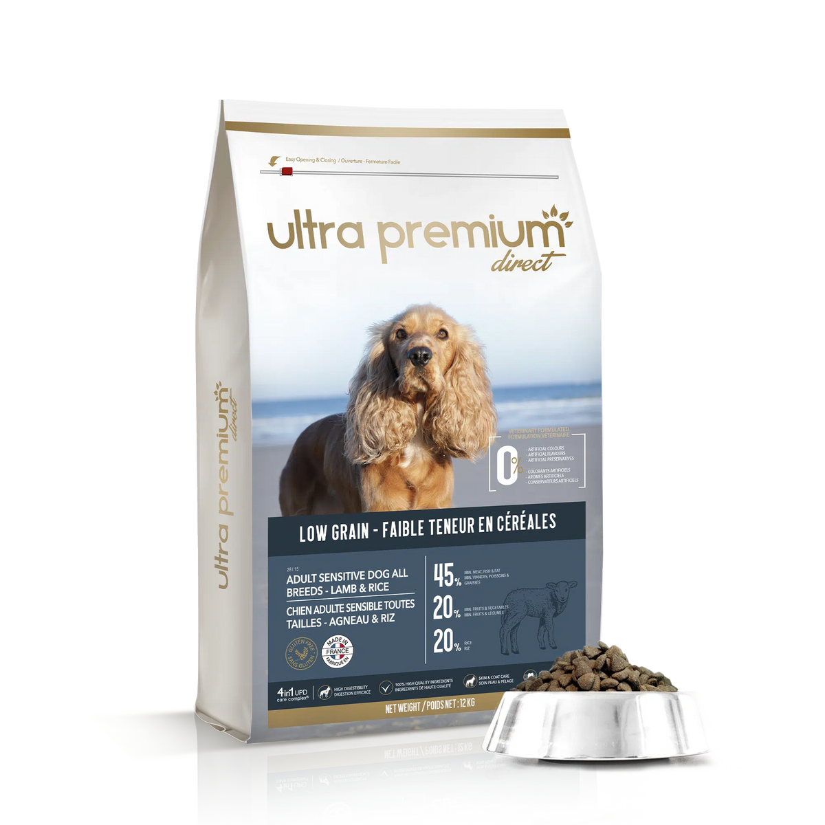 Ultra Premium Direct Croquettes pour Chien sensible adulte toutes tailles, agneau et riz