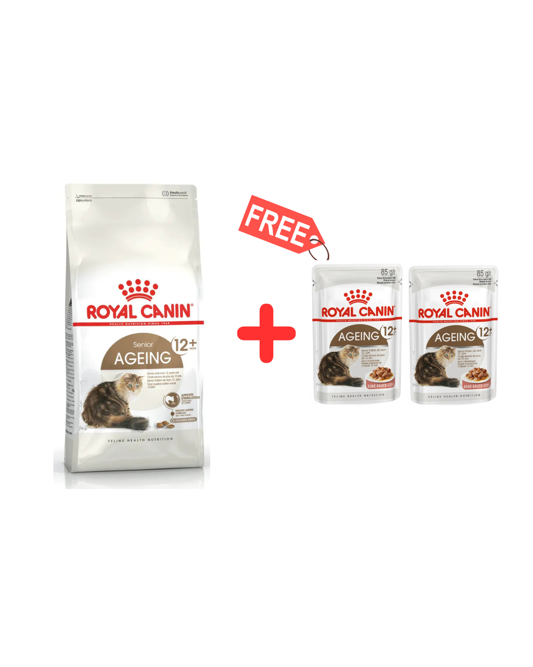 Royal Canin Aliment Sec pour Chat Ageing 12+ 2 Kg + 2 Pochons Offerts