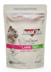 Bonacibo Aliment Humide Chat Stérilisés Agneau Gelée aux morceaux 85g