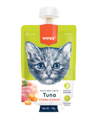 Wanpy Pâte de viande savoureuse - Thon au poulet et carotte 90 g