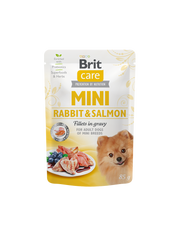 Brit Care Aliment Humide Chien Mini Rabbit & Salmon fillets in gravy 85 G